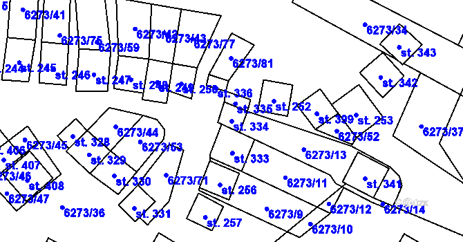 Parcela st. 334 v KÚ Novosedly na Moravě, Katastrální mapa