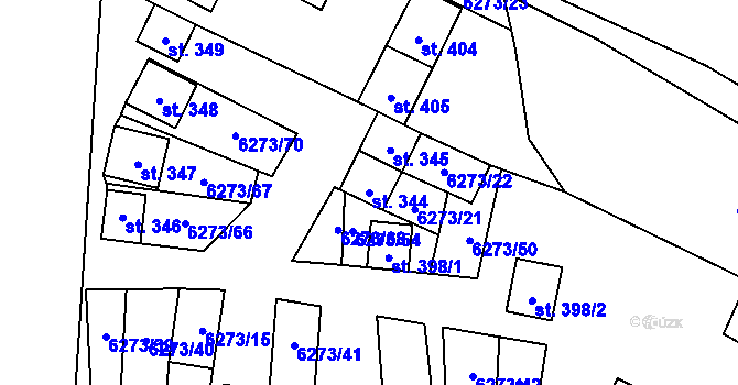 Parcela st. 344 v KÚ Novosedly na Moravě, Katastrální mapa