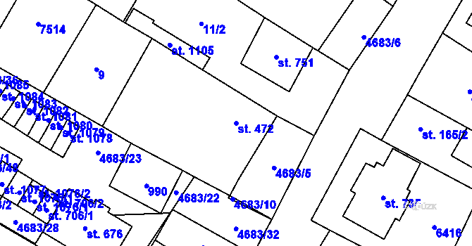 Parcela st. 472 v KÚ Novosedly na Moravě, Katastrální mapa