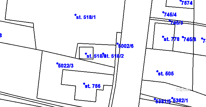Parcela st. 518/2 v KÚ Novosedly na Moravě, Katastrální mapa
