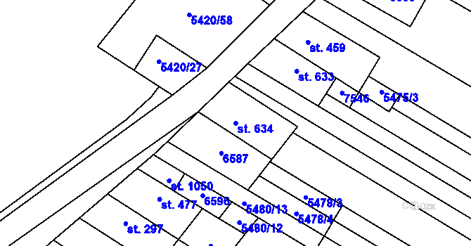 Parcela st. 634 v KÚ Novosedly na Moravě, Katastrální mapa