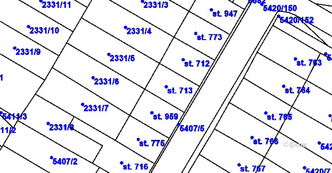 Parcela st. 713 v KÚ Novosedly na Moravě, Katastrální mapa