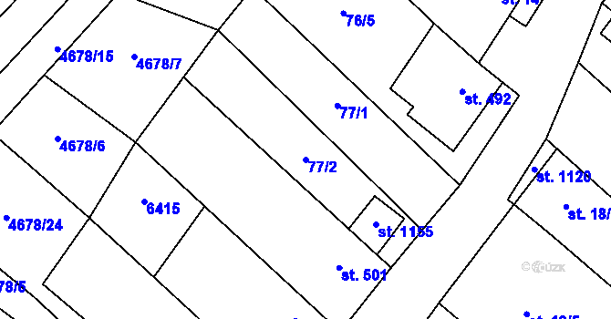 Parcela st. 77/2 v KÚ Novosedly na Moravě, Katastrální mapa