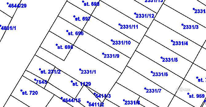 Parcela st. 2331/9 v KÚ Novosedly na Moravě, Katastrální mapa