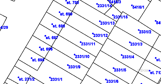 Parcela st. 2331/11 v KÚ Novosedly na Moravě, Katastrální mapa