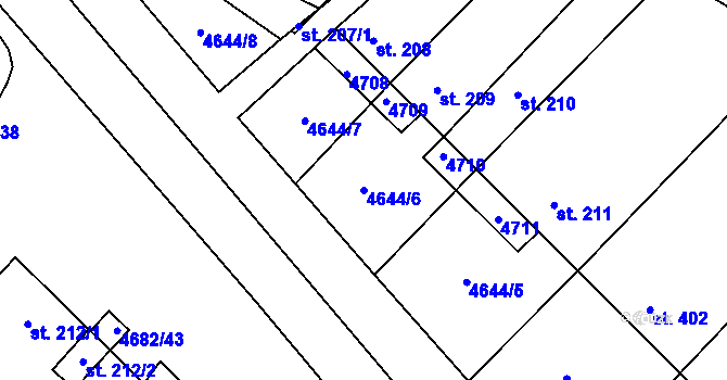 Parcela st. 4644/6 v KÚ Novosedly na Moravě, Katastrální mapa