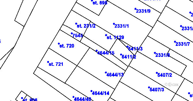 Parcela st. 4644/15 v KÚ Novosedly na Moravě, Katastrální mapa