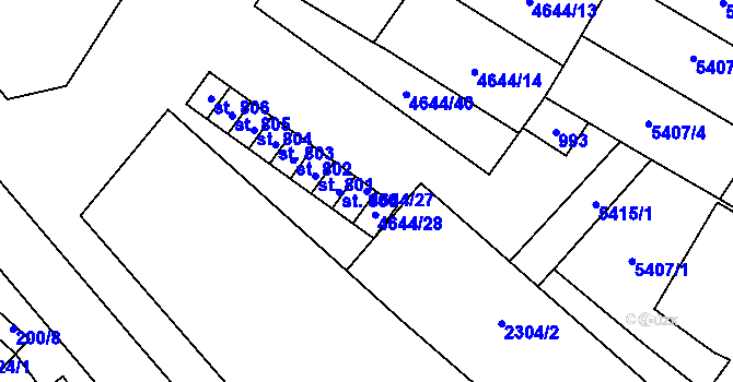 Parcela st. 4644/27 v KÚ Novosedly na Moravě, Katastrální mapa