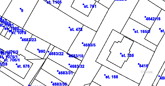 Parcela st. 4683/5 v KÚ Novosedly na Moravě, Katastrální mapa