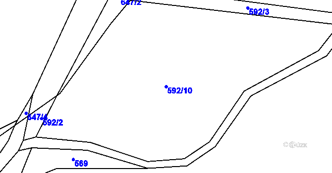 Parcela st. 592/10 v KÚ Kolence, Katastrální mapa