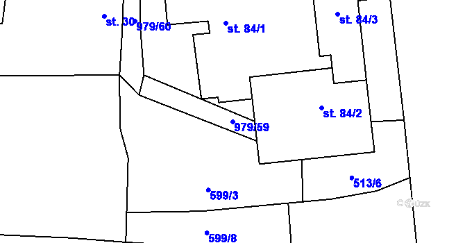 Parcela st. 979/59 v KÚ Kolence, Katastrální mapa