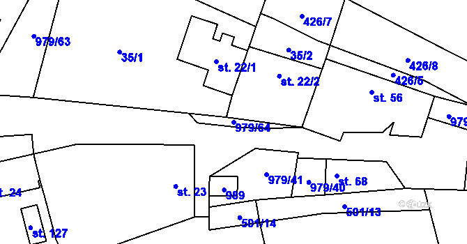 Parcela st. 979/64 v KÚ Kolence, Katastrální mapa