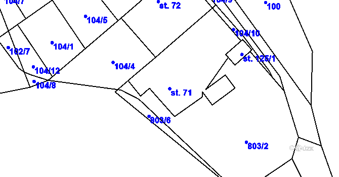 Parcela st. 71 v KÚ Kolence, Katastrální mapa