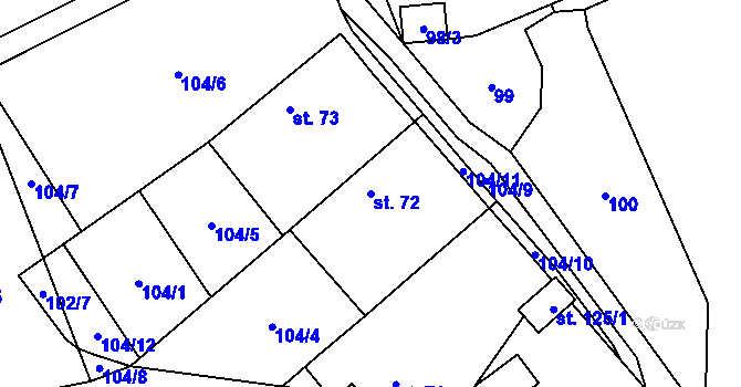 Parcela st. 72 v KÚ Kolence, Katastrální mapa