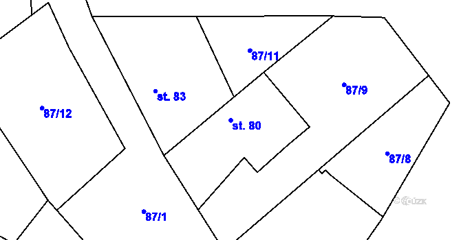 Parcela st. 80 v KÚ Kolence, Katastrální mapa