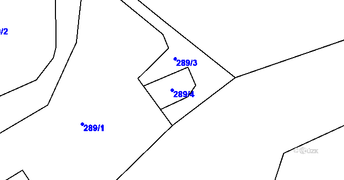 Parcela st. 289/4 v KÚ Mláka, Katastrální mapa