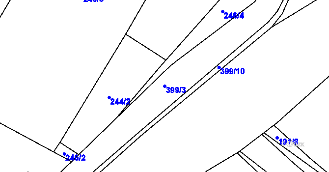 Parcela st. 399/3 v KÚ Mláka, Katastrální mapa