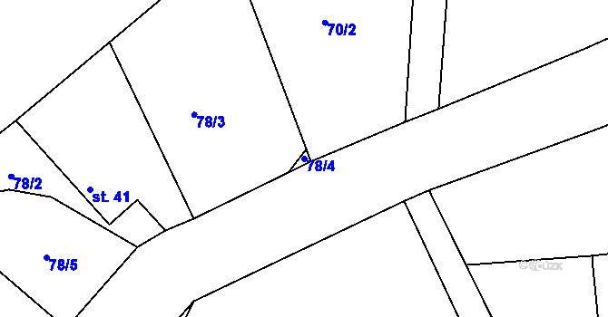 Parcela st. 78/4 v KÚ Mláka, Katastrální mapa