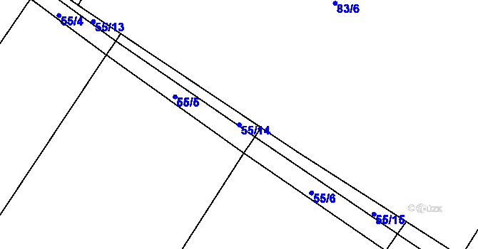 Parcela st. 55/14 v KÚ Mláka, Katastrální mapa