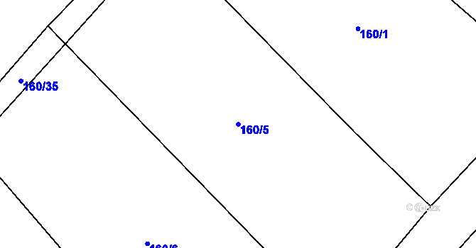 Parcela st. 160/5 v KÚ Mláka, Katastrální mapa