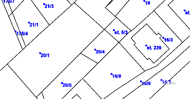 Parcela st. 20/4 v KÚ Novosedly nad Nežárkou, Katastrální mapa
