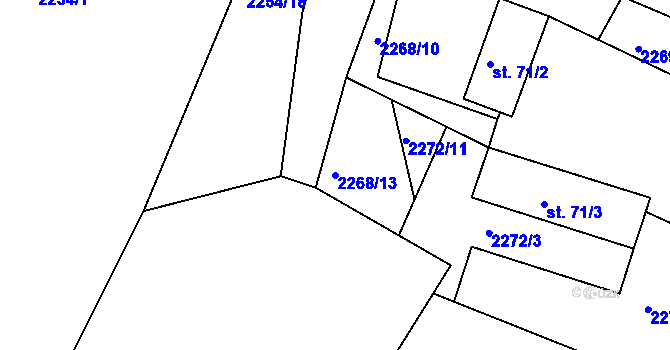 Parcela st. 2268/13 v KÚ Novosedly nad Nežárkou, Katastrální mapa