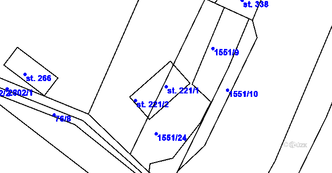Parcela st. 221/1 v KÚ Novosedly nad Nežárkou, Katastrální mapa