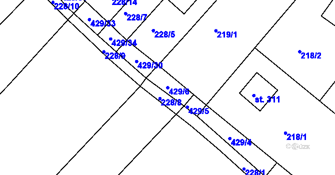 Parcela st. 429/6 v KÚ Novosedly nad Nežárkou, Katastrální mapa