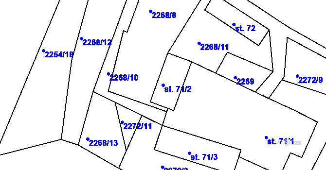 Parcela st. 71/2 v KÚ Novosedly nad Nežárkou, Katastrální mapa