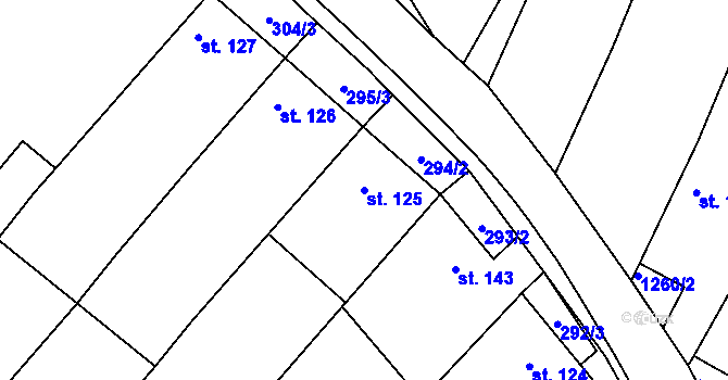 Parcela st. 125 v KÚ Novosedly nad Nežárkou, Katastrální mapa
