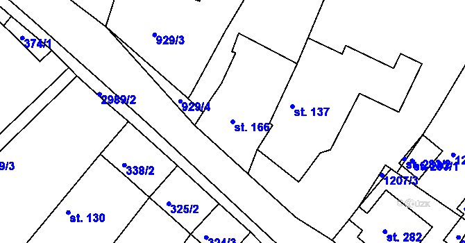 Parcela st. 166 v KÚ Novosedly nad Nežárkou, Katastrální mapa