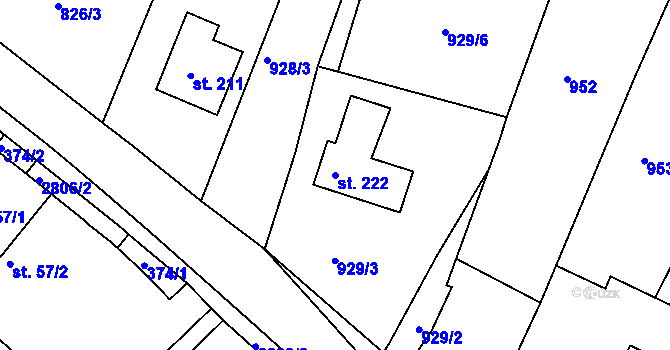 Parcela st. 222 v KÚ Novosedly nad Nežárkou, Katastrální mapa