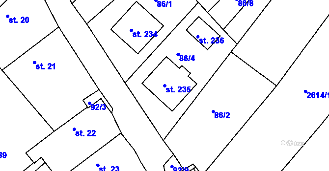 Parcela st. 235 v KÚ Novosedly nad Nežárkou, Katastrální mapa