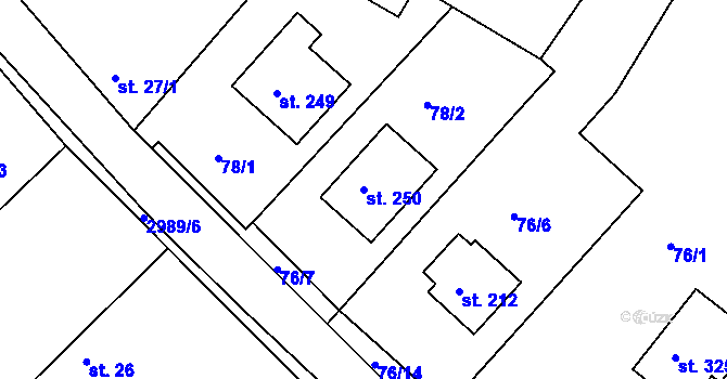 Parcela st. 250 v KÚ Novosedly nad Nežárkou, Katastrální mapa