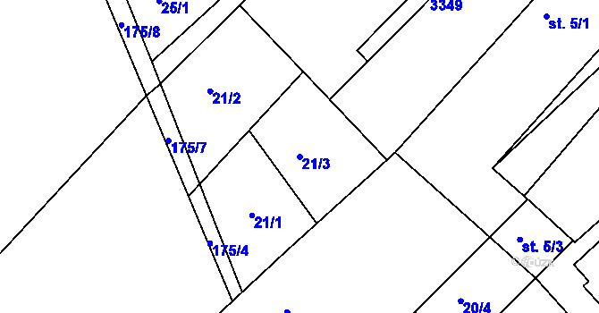 Parcela st. 21/3 v KÚ Novosedly nad Nežárkou, Katastrální mapa