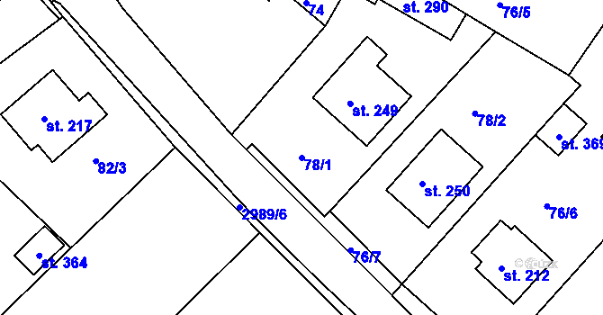 Parcela st. 78/1 v KÚ Novosedly nad Nežárkou, Katastrální mapa