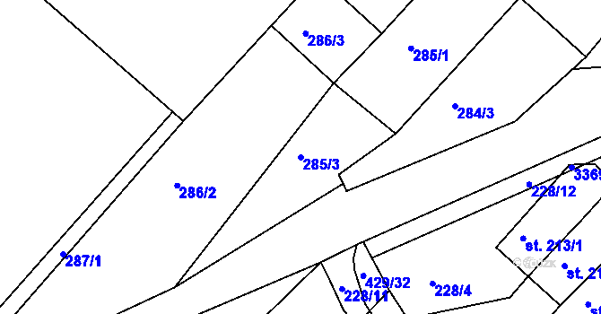 Parcela st. 285/3 v KÚ Novosedly nad Nežárkou, Katastrální mapa