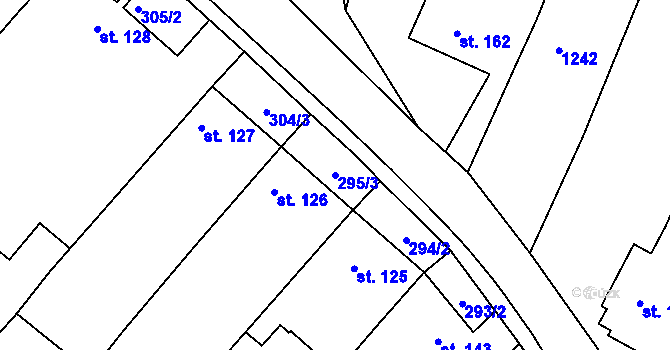Parcela st. 295/3 v KÚ Novosedly nad Nežárkou, Katastrální mapa