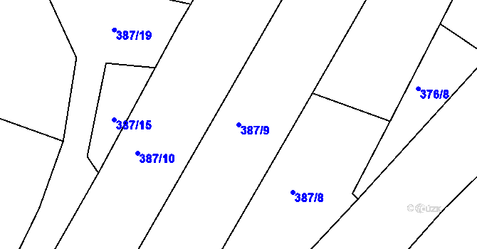Parcela st. 387/9 v KÚ Novosedly nad Nežárkou, Katastrální mapa