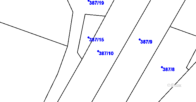 Parcela st. 387/10 v KÚ Novosedly nad Nežárkou, Katastrální mapa