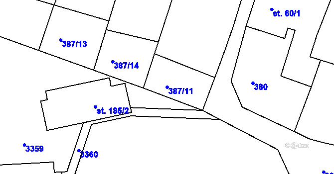 Parcela st. 387/11 v KÚ Novosedly nad Nežárkou, Katastrální mapa