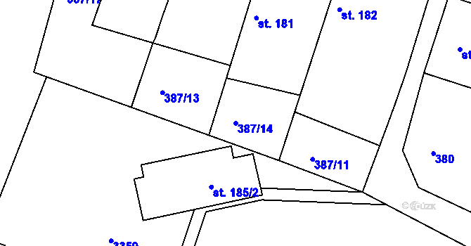 Parcela st. 387/14 v KÚ Novosedly nad Nežárkou, Katastrální mapa