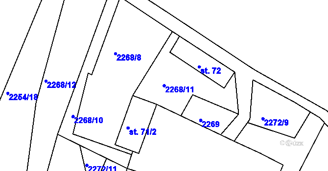 Parcela st. 2268/11 v KÚ Novosedly nad Nežárkou, Katastrální mapa