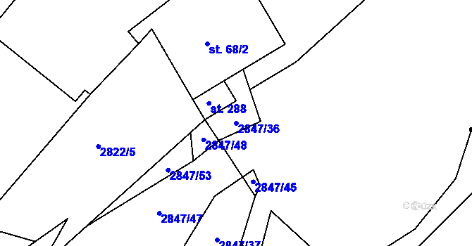 Parcela st. 2847/36 v KÚ Novosedly nad Nežárkou, Katastrální mapa