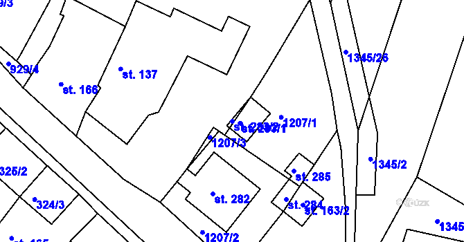 Parcela st. 283/2 v KÚ Novosedly nad Nežárkou, Katastrální mapa