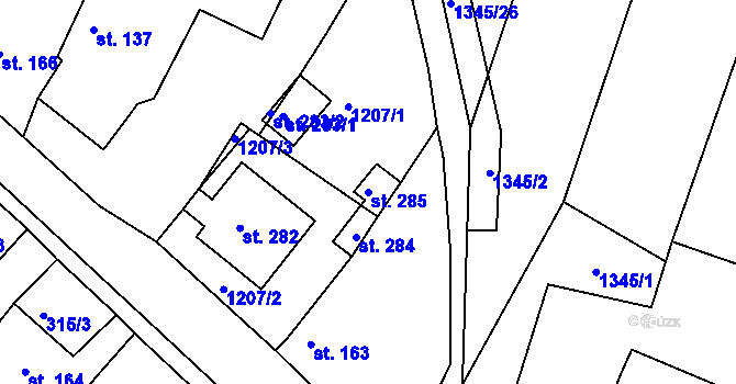 Parcela st. 285 v KÚ Novosedly nad Nežárkou, Katastrální mapa