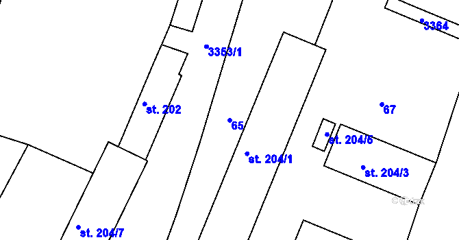 Parcela st. 65 v KÚ Novosedly nad Nežárkou, Katastrální mapa