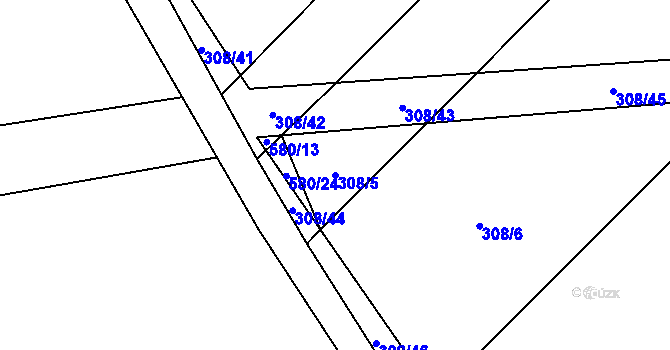 Parcela st. 308/5 v KÚ Novosedly nad Nežárkou, Katastrální mapa