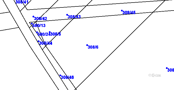 Parcela st. 308/6 v KÚ Novosedly nad Nežárkou, Katastrální mapa