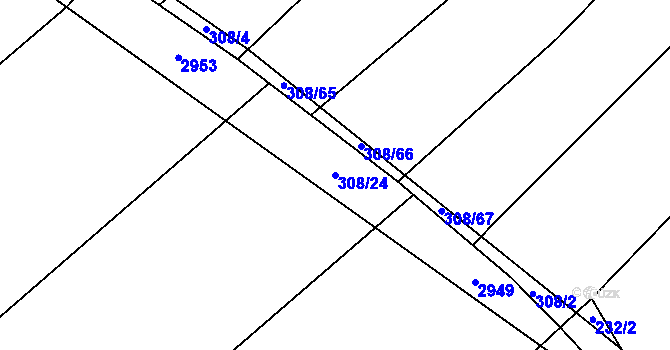 Parcela st. 308/24 v KÚ Novosedly nad Nežárkou, Katastrální mapa